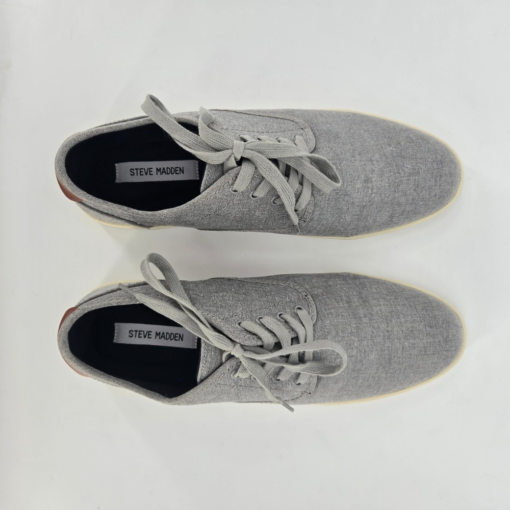 Steve Madden Fenta Grey Canvas Lace Up Sneakers Mens Size 10.5 Casual Shoes